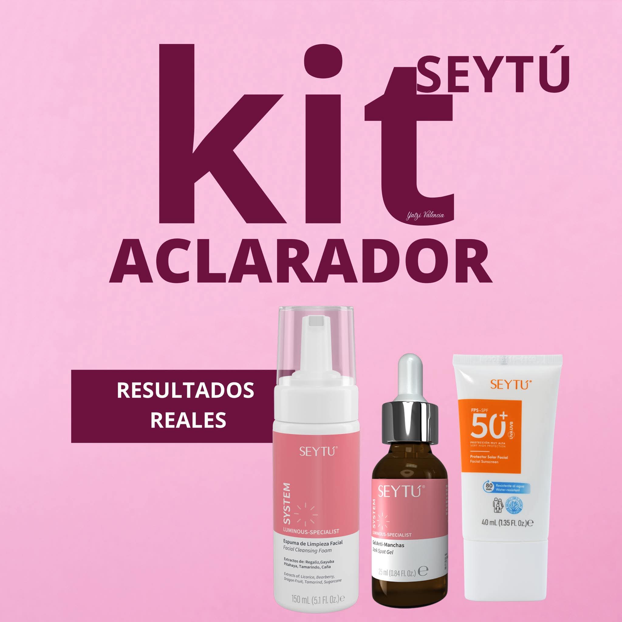 Kit de cuidado facial Seitú con sérum y protector solar